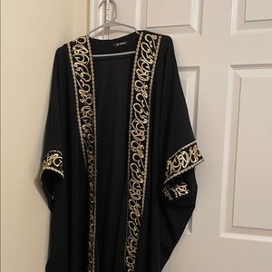Black and Gold Embroidered Kaftan